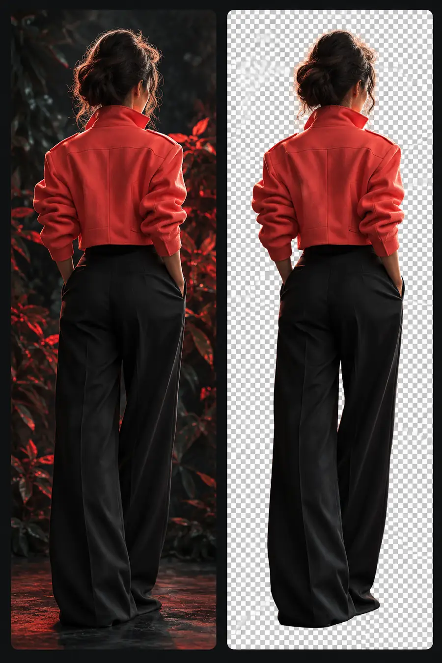 Illustrative portrait background-removal comparison